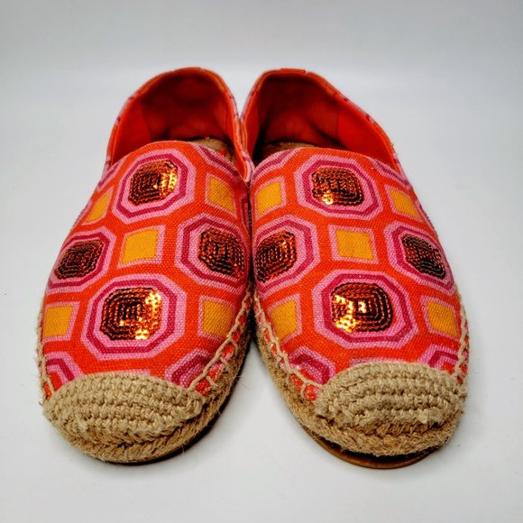 Tory Burch Cecily Sequin Pattern Slip On Flat Espadrilles 7M - Picture 3 of 14